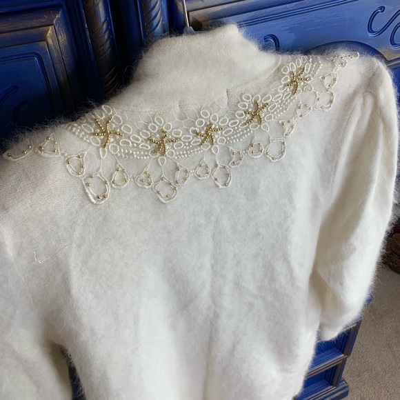 Vintage Cavalini Angora Beaded Sweater Top MED - Picture 6 of 6
